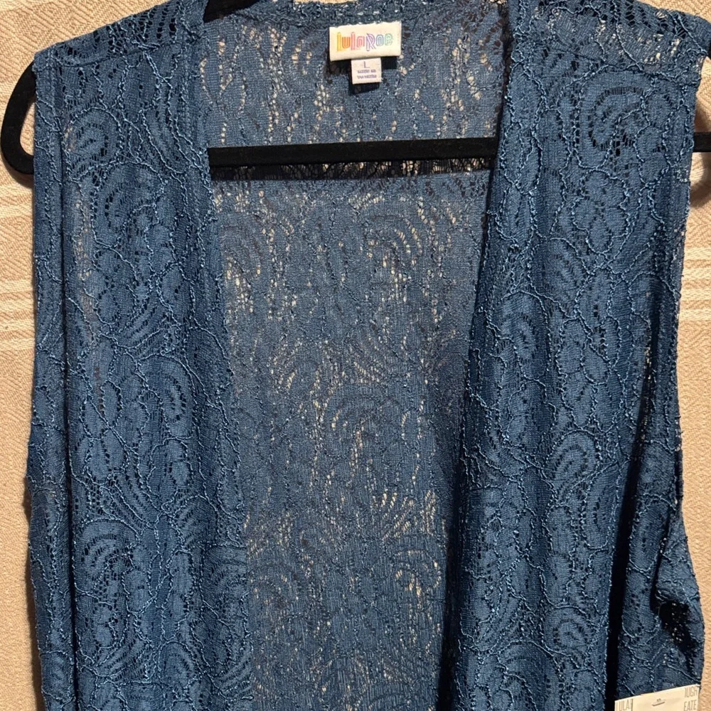 LuLaRoe Joy-  Lace Long Cardigan in Blue